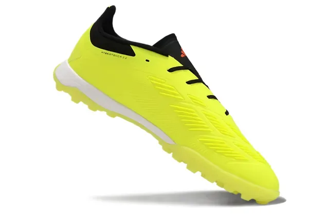 Adidas Predator Jaune Noir chaussures de football low-cut à lacets texturées avec overlay de trois rayures pour turf 2