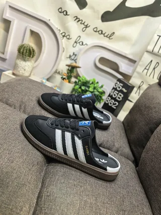 Adidas Samba Black and White Open-Back Loafers 7