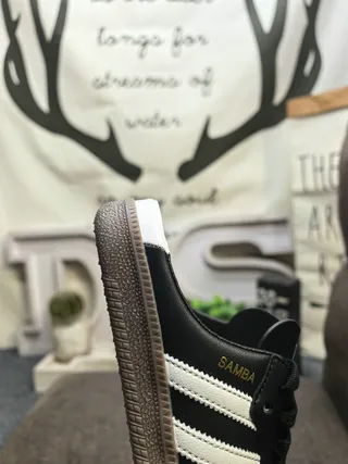 Adidas Samba Black White Leather Upper Three-Stripe Side Loafer 3