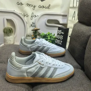 Adidas Samba رمادي فضي منخفضة جلد علوي حذاء أسلوب حياة