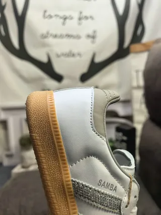 Adidas Samba رمادي فضي منخفضة جلد علوي حذاء أسلوب حياة 3