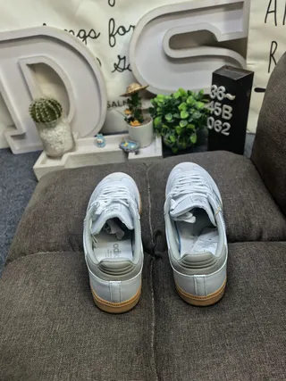 Adidas Samba رمادي فضي منخفضة جلد علوي حذاء أسلوب حياة 8