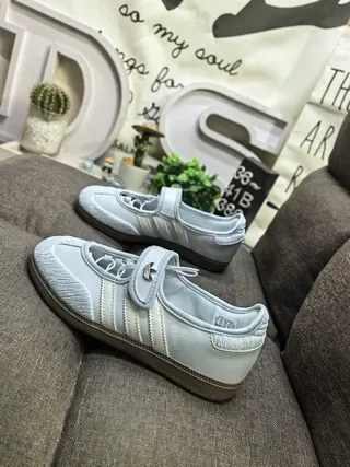 Adidas Samba 金属银色 无鞋带 生活方式运动鞋 7