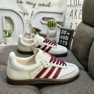 Adidas Samba Off-White and Burgundy حذاء أسلوب حياة