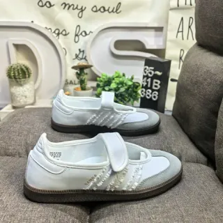 Adidas Samba OG أبيض رمادي بدون أحزمة حذاء أسلوب حياة
