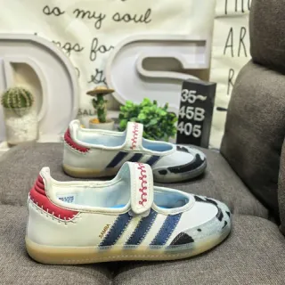Adidas Samba أبيض بحري أحمر طباعة جلد البقر حذاء أسلوب الحياة