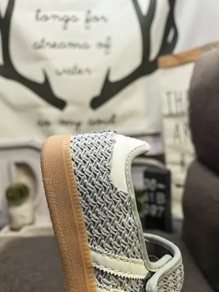 Adidas Samba منسوجة رمادي كريمي لايف ستايل سنيكرز 3