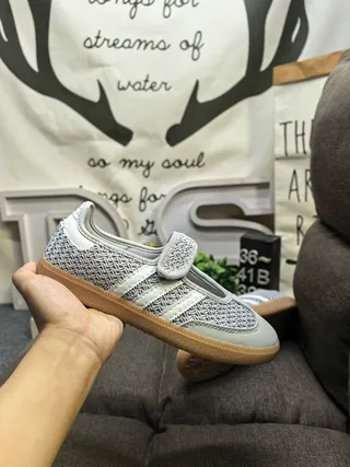 Adidas Samba منسوجة رمادي كريمي لايف ستايل سنيكرز 5