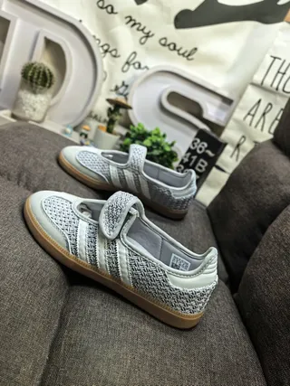 Adidas Samba منسوجة رمادي كريمي لايف ستايل سنيكرز 7