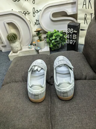 Adidas Samba منسوجة رمادي كريمي لايف ستايل سنيكرز 8