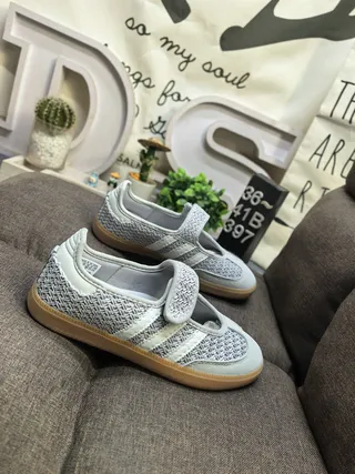 Adidas Samba منسوجة رمادي كريمي لايف ستايل سنيكرز 9