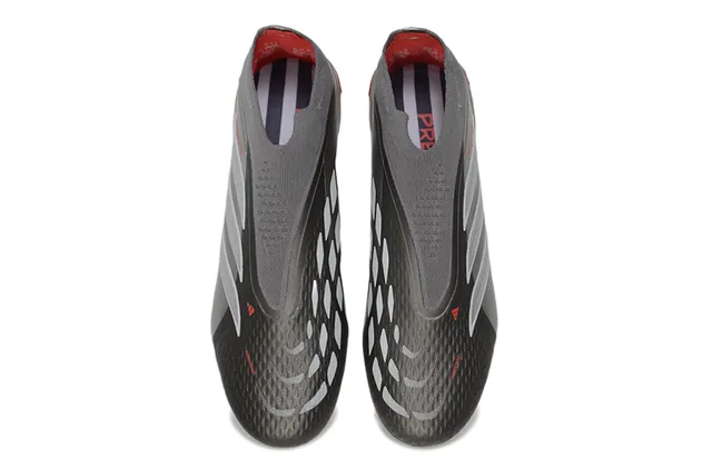 Adidas Sapatos de futebol com gola de ajuste de meia vermelho prateado sola iridescente holográfica para gramado firme 2