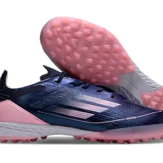 Adidas Speedportal 海军粉 低帮 合成革面 渐变条纹细节 草地足球鞋