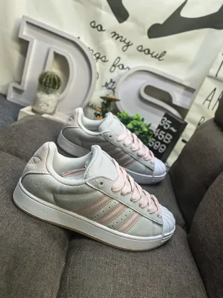 Adidas Superstar Beige and Gray Lifestyle Sneakers 9
