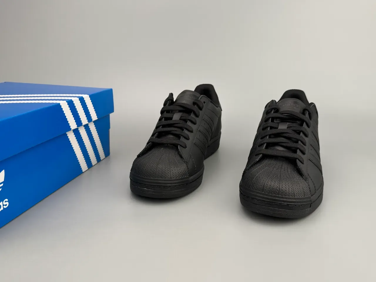 Adidas Superstar Monochrome Black Sneakers Lifestyle 3