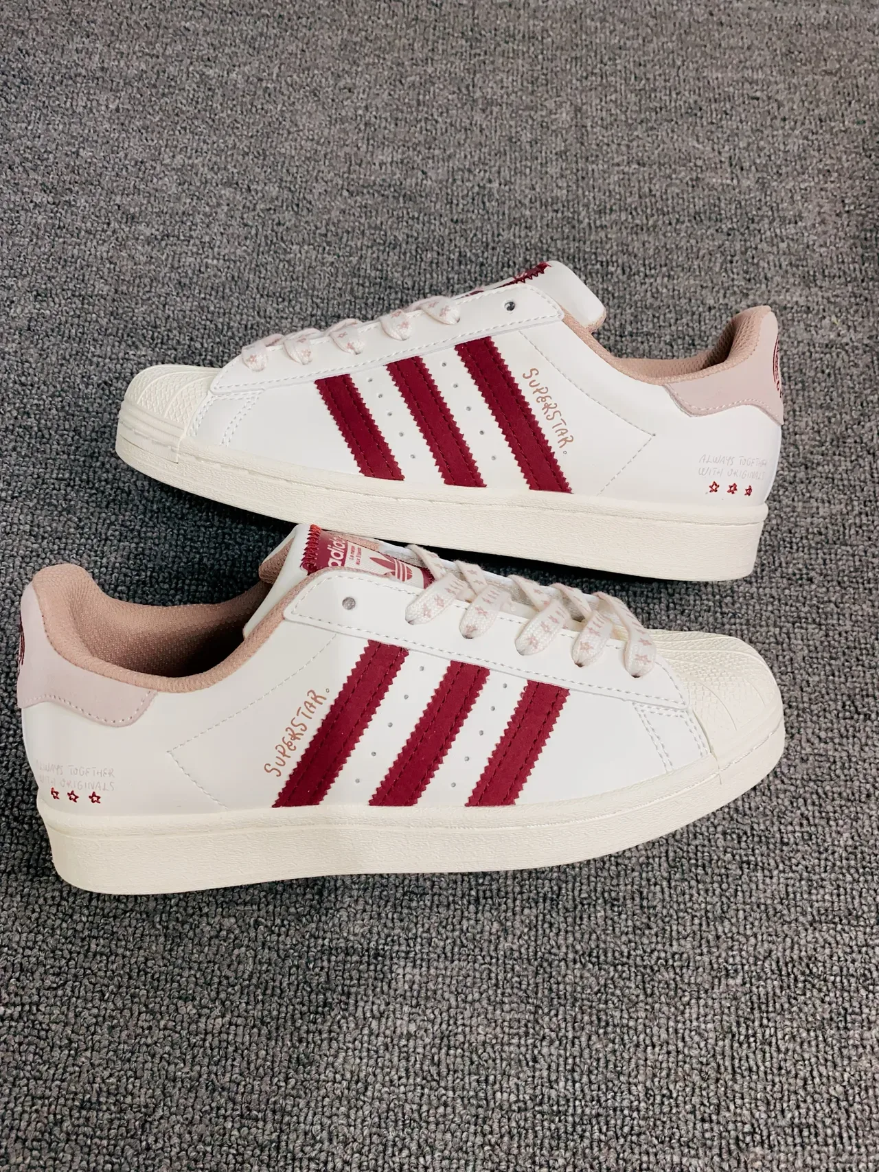 Adidas Superstar Off-White and Burgundy Lifestyle Sneakers 5
