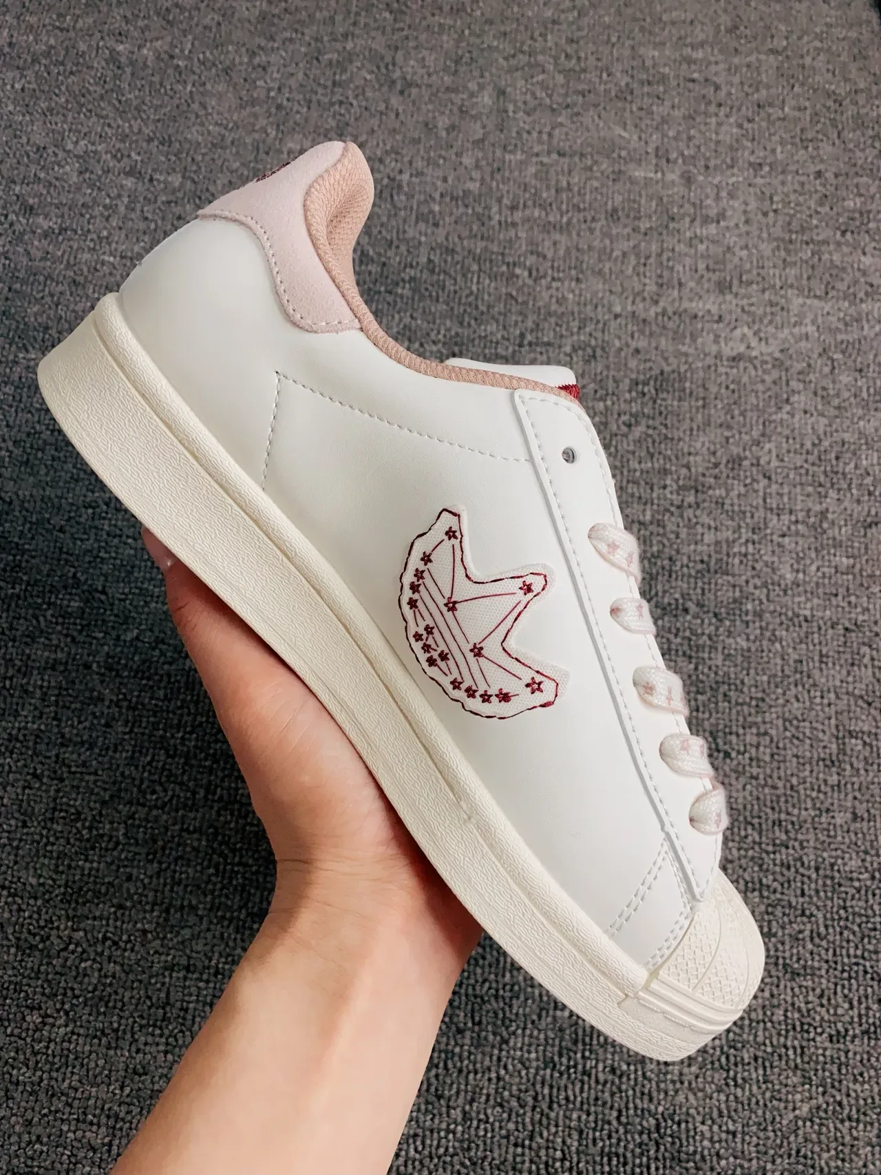 Adidas Superstar Off-White and Burgundy Lifestyle Sneakers 7