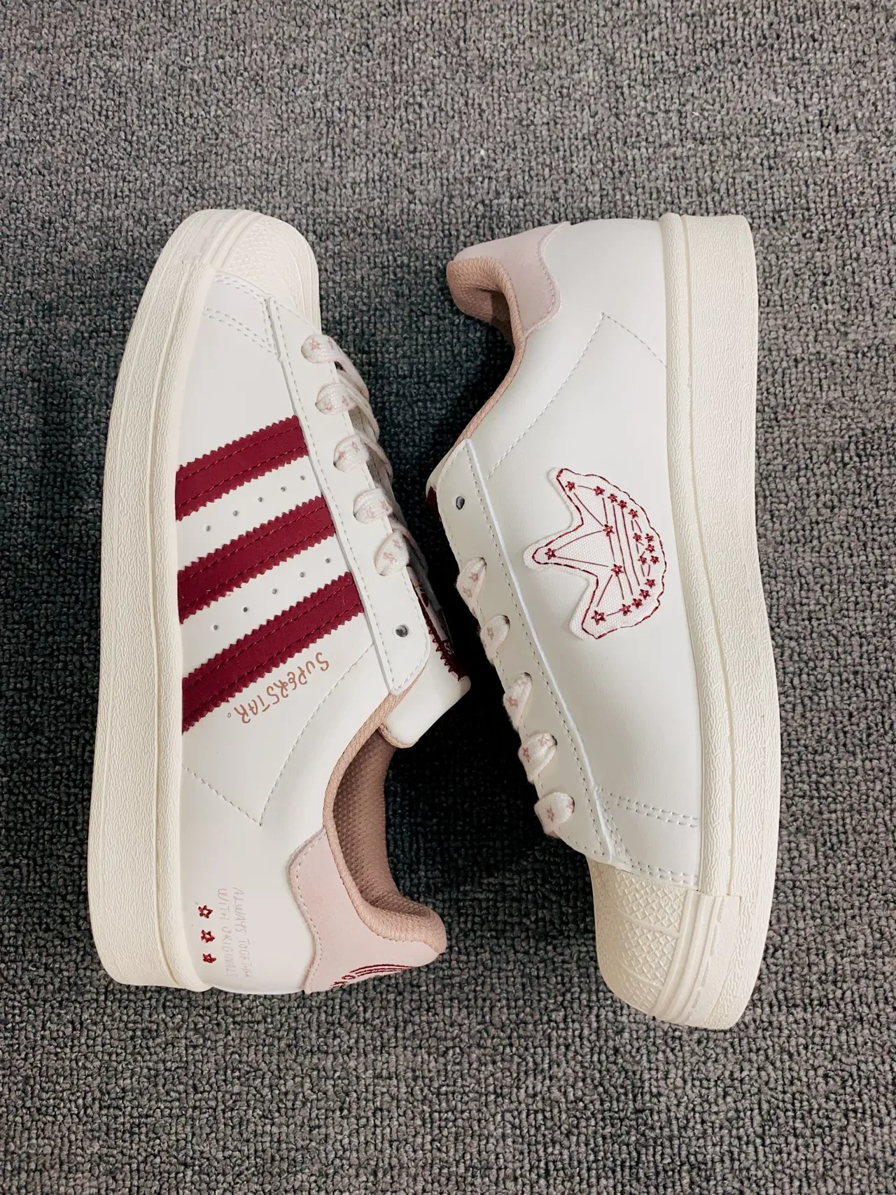 Adidas Superstar Off-White and Burgundy Lifestyle Sneakers 10