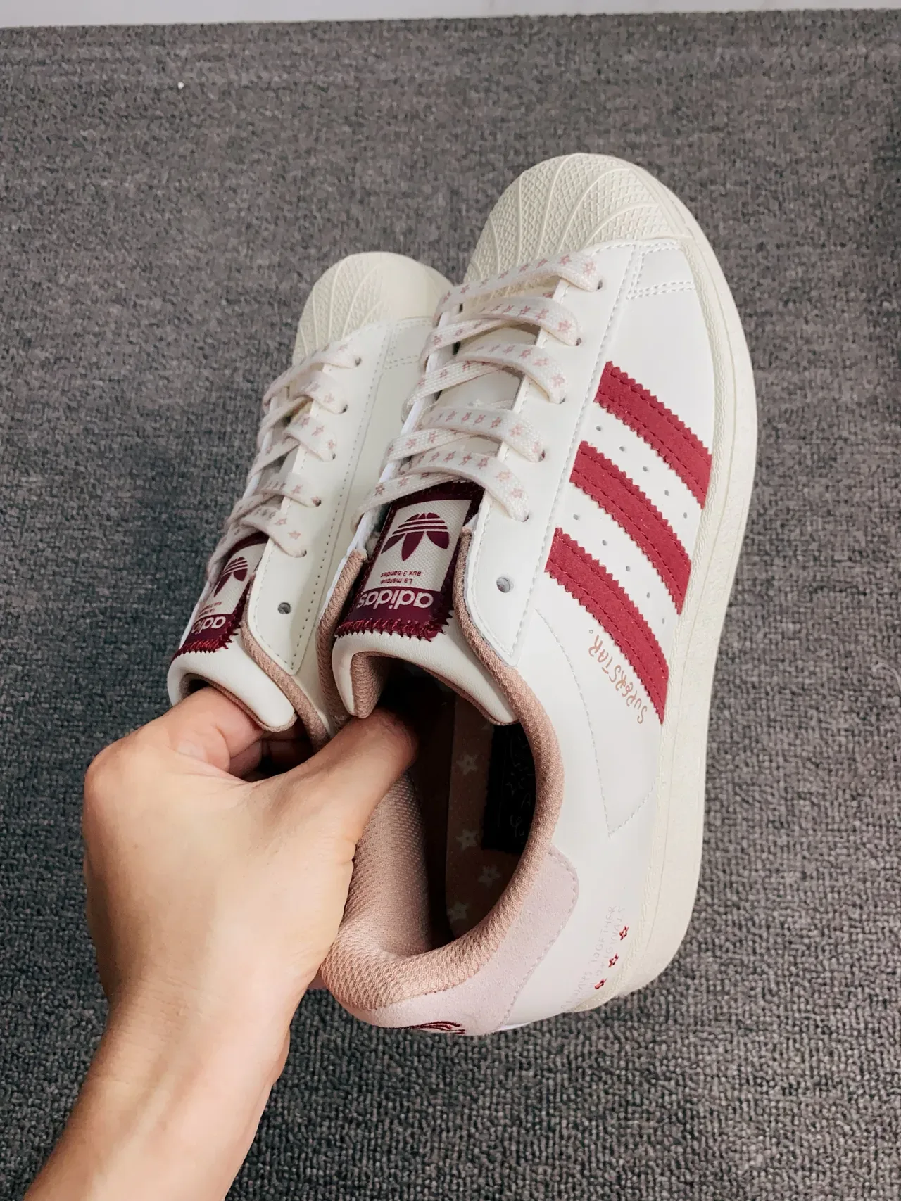 Adidas Superstar Off-White and Burgundy Lifestyle Sneakers 12