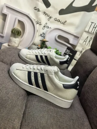 Adidas Superstar Off-White و Navy أحذية رياضية نمط حياة 7
