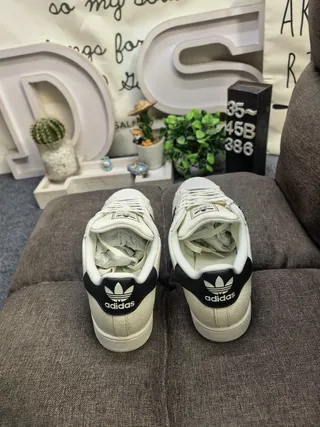 Adidas Superstar Off-White و Navy أحذية رياضية نمط حياة 8
