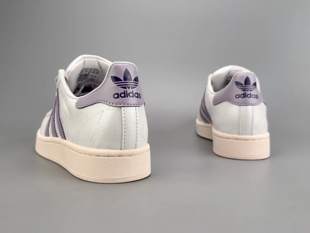 Adidas Superstar Quilted Star Pattern White and Lavender Lifestyle Sneakers 6
