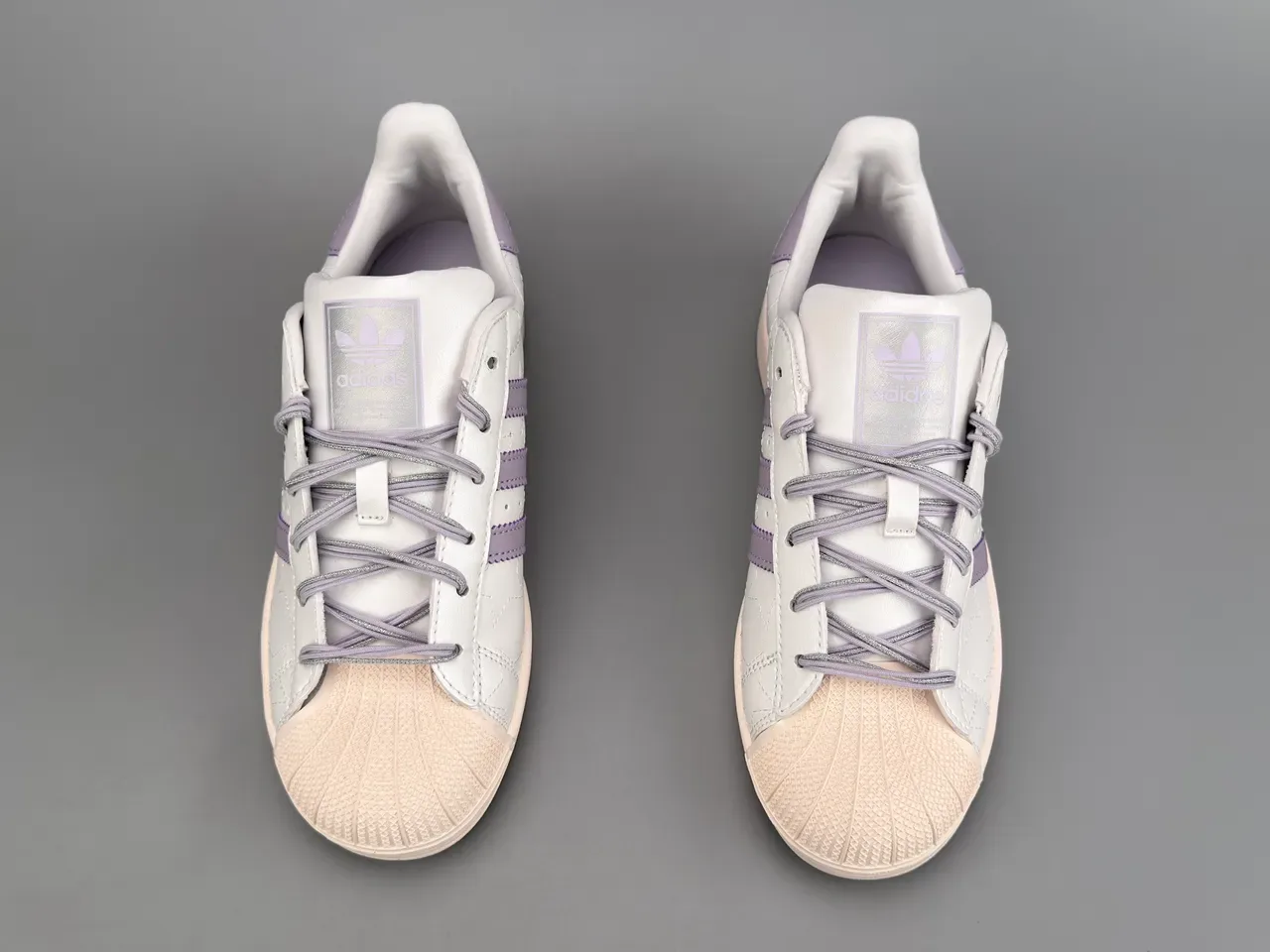 Adidas Superstar Quilted Star Pattern White and Lavender Lifestyle Sneakers 9