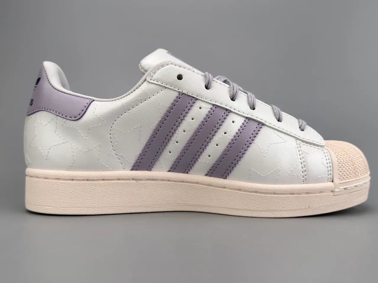 Adidas Superstar Quilted Star Pattern White and Lavender Lifestyle Sneakers 10