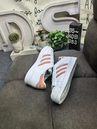 Adidas Superstar White and Dusty Rose Lifestyle Sneakers 6