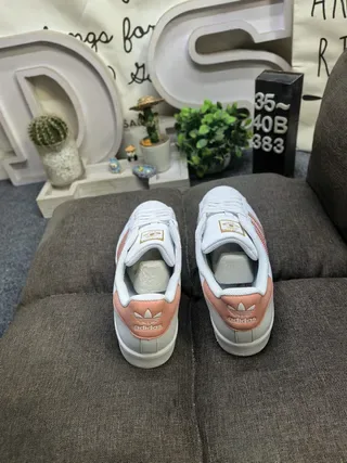 Adidas Superstar White and Dusty Rose Lifestyle Sneakers 8