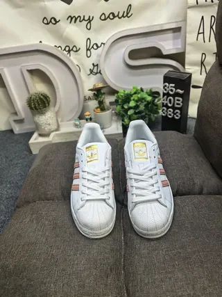 Adidas Superstar White and Dusty Rose Lifestyle Sneakers 10