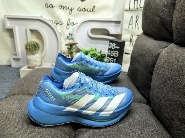 Adidas Terrex Chaussures de course Bleues et Vert Lime 11