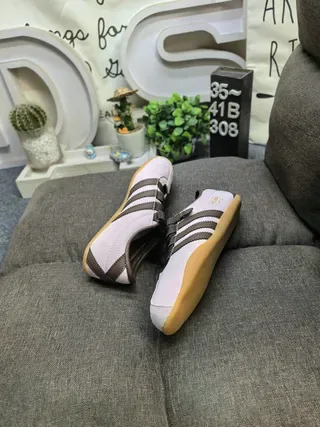 Adidas Tokyo Pink Brown Laceless Velcro Strap Three-Stripe Side Panel Sneakers 6