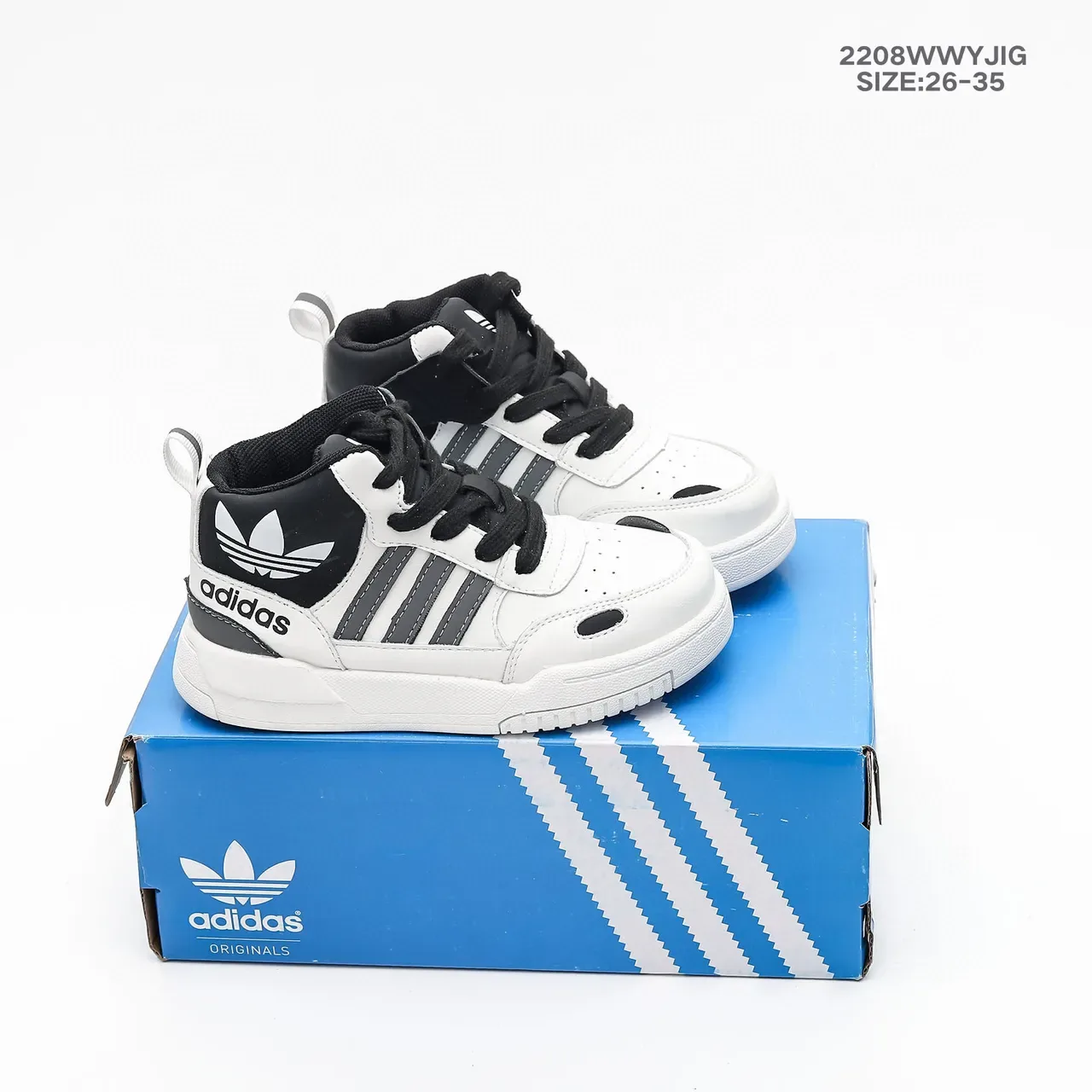 Adidas White Black High-Top Silhouette Perforated Toe Box Lifestyle Sneakers 3