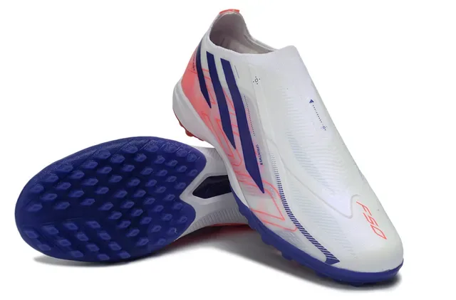 Adidas Branco Azul Sem Cadarço Upper Sprintweb Malha Engineered Mesh Sapatos de Futebol Turf 4