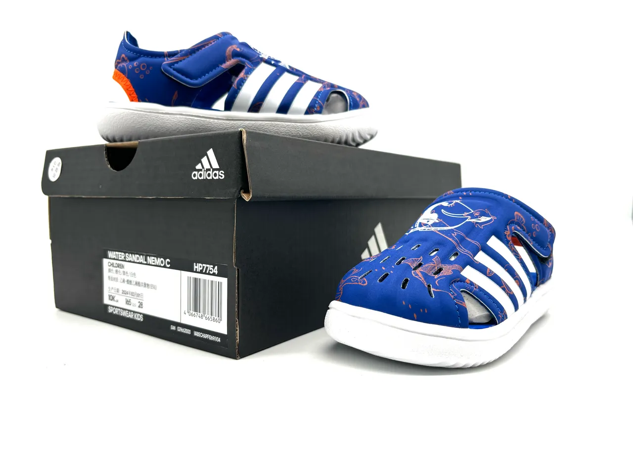 Adidas White Blue Open-Toe Strap-Fastened Casual Sandals 10