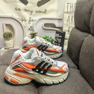 Adidas White Orange Layered Midsole Overlays Chunky Sneakers