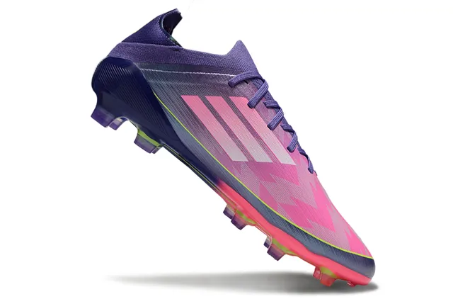 Adidas X Purple Pink Chaussures de football basses à lacets, tige texturée synthétique, pour terrain ferme 2