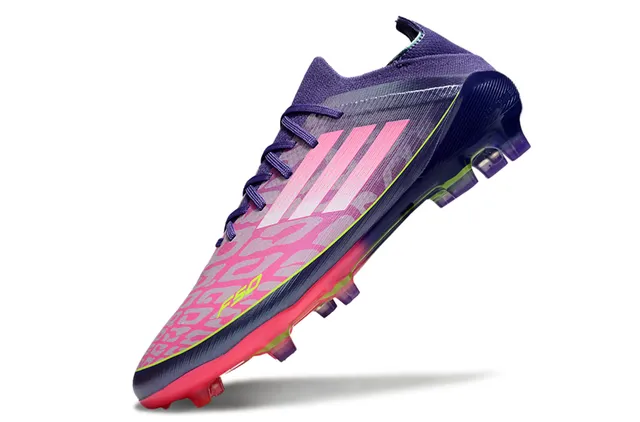 Adidas X Purple Pink Chaussures de football basses à lacets, tige texturée synthétique, pour terrain ferme 3