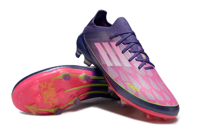 Adidas X Purple Pink Chaussures de football basses à lacets, tige texturée synthétique, pour terrain ferme 4