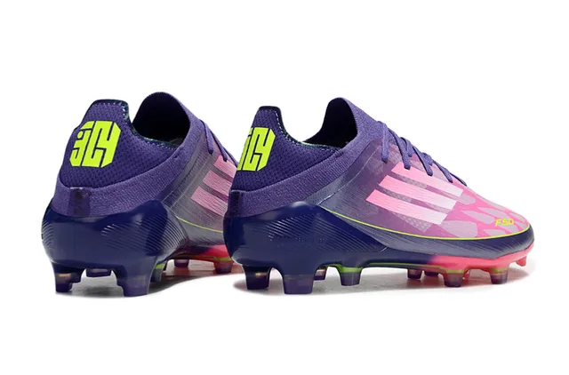 Adidas X Purple Pink Chaussures de football basses à lacets, tige texturée synthétique, pour terrain ferme 5