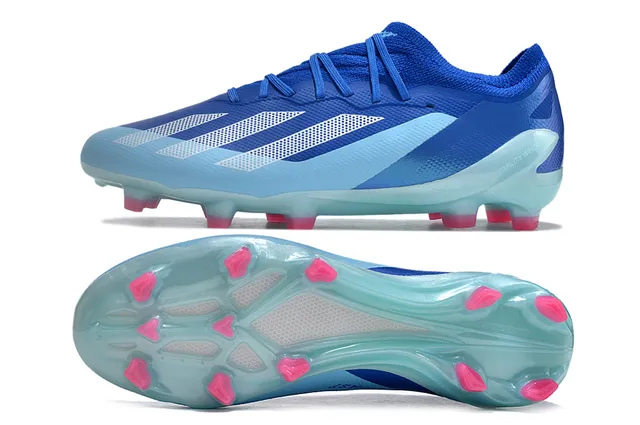 Adidas X Speedflow Zapatos de fútbol blanco, azul, amarillo para terreno firme 2