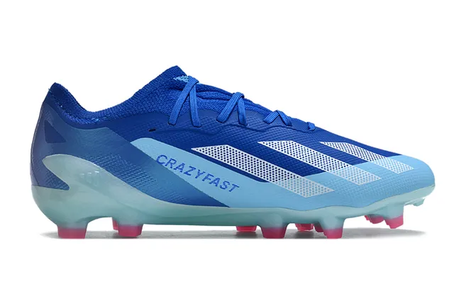 Adidas X Speedflow Zapatos de fútbol blanco, azul, amarillo para terreno firme 3