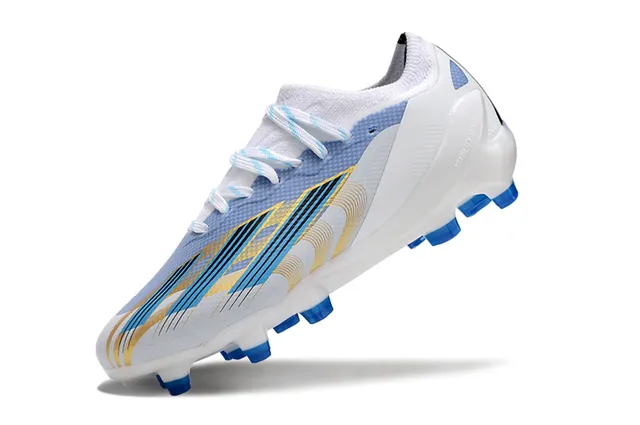 Adidas X Speedflow Zapatos de fútbol blanco, azul, amarillo para terreno firme 19