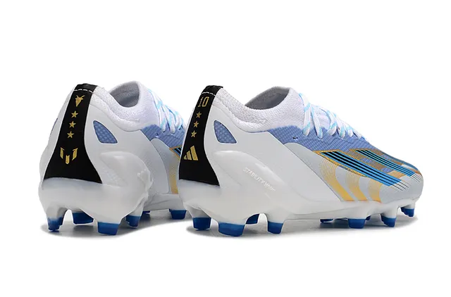 Adidas X Speedflow Zapatos de fútbol blanco, azul, amarillo para terreno firme 21