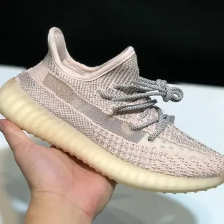 Adidas Yeezy Boost 350 بيجي رمادي أعلى محبوك سول مخطط شفاف أسلوب حياة