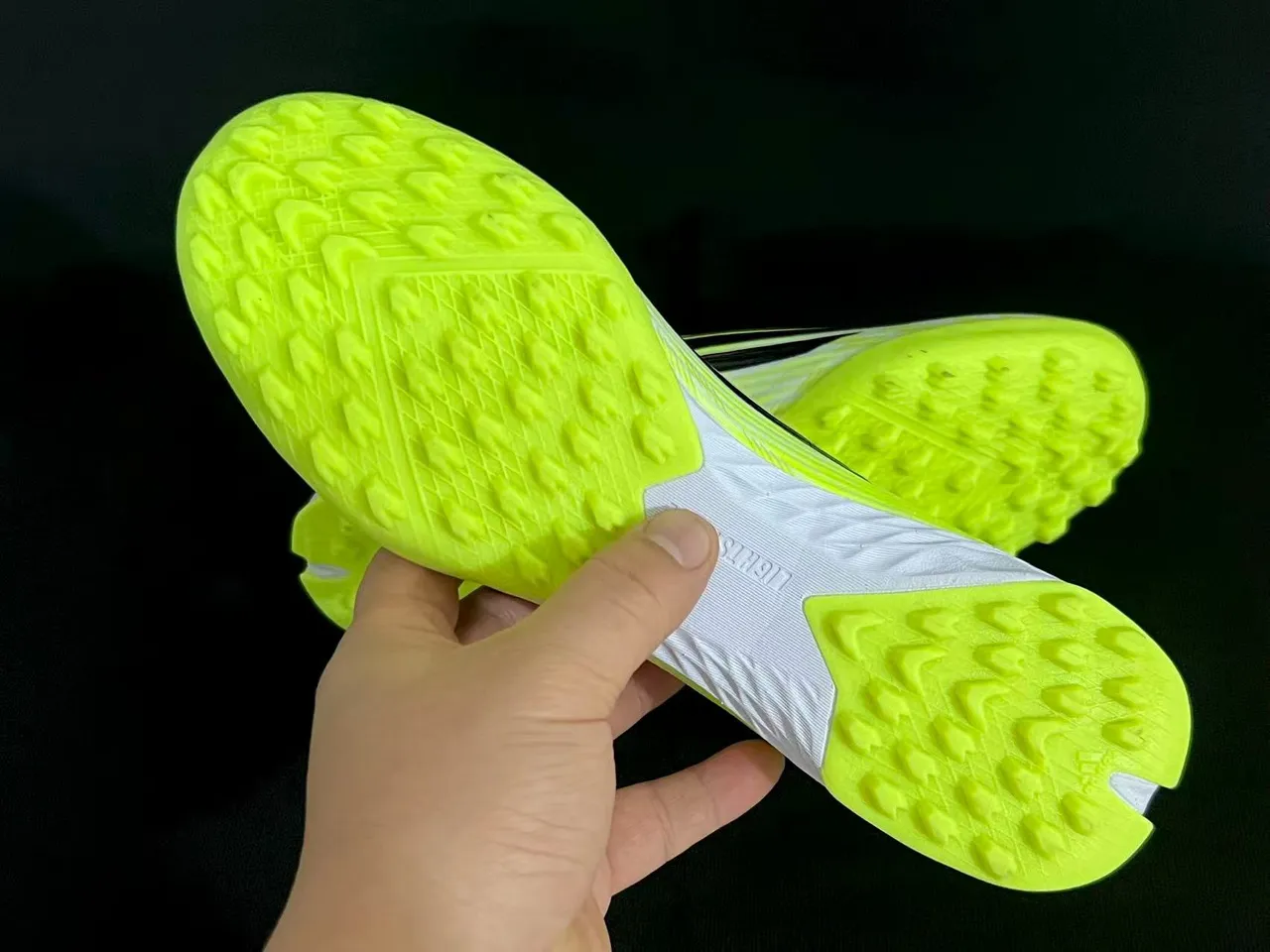 Adidas Amarelo Preto Alto-Corte Colar de Tricô Neon Parte Superior Sintética Grama Sapatos de Futebol 2