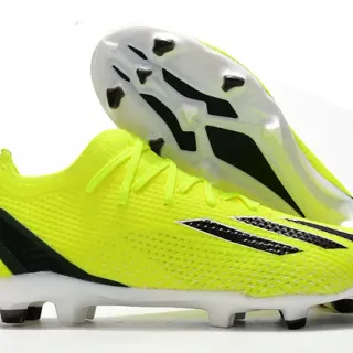 Adidas Chaussures de football Jaune Noir Maille Tricotée Supérieure Rayure Asymétrique Superposition Firm-Ground