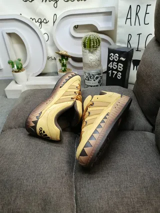 Adidas أصفر بني سويد علوي قاعدة مسننة أحذية رياضية أسلوب حياة 6