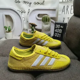 Adidas Jaune Blanc Low-Top Textile Mesh/suede Upper Lifestyle Sneakers